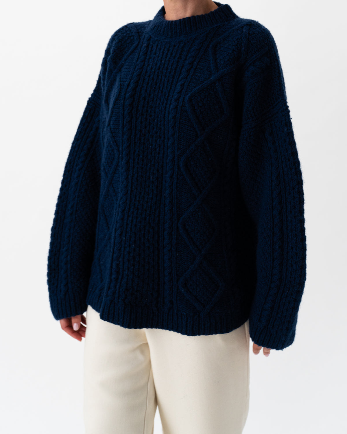 Aran Bleumarine Pullover
