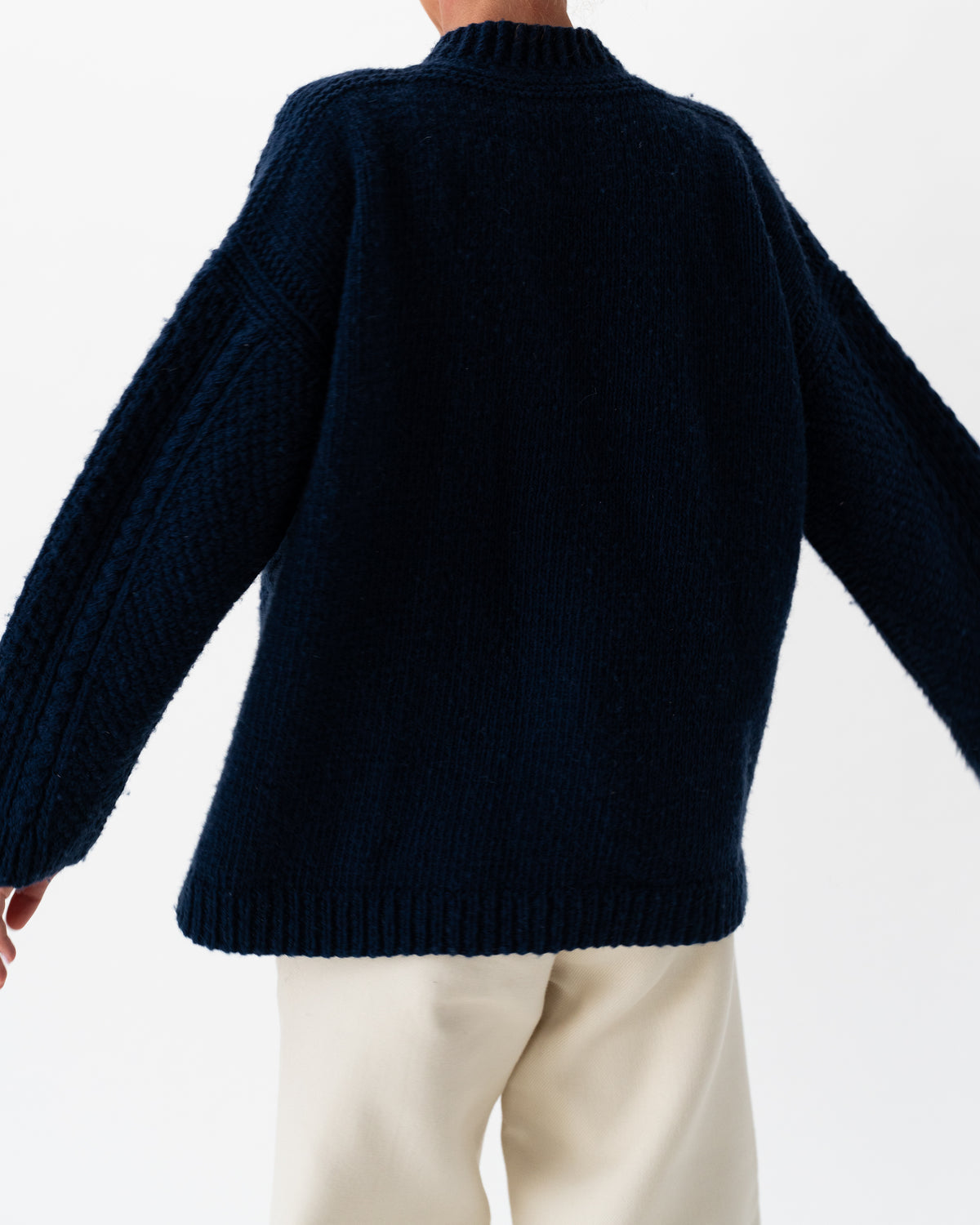 Aran Bleumarine Pullover