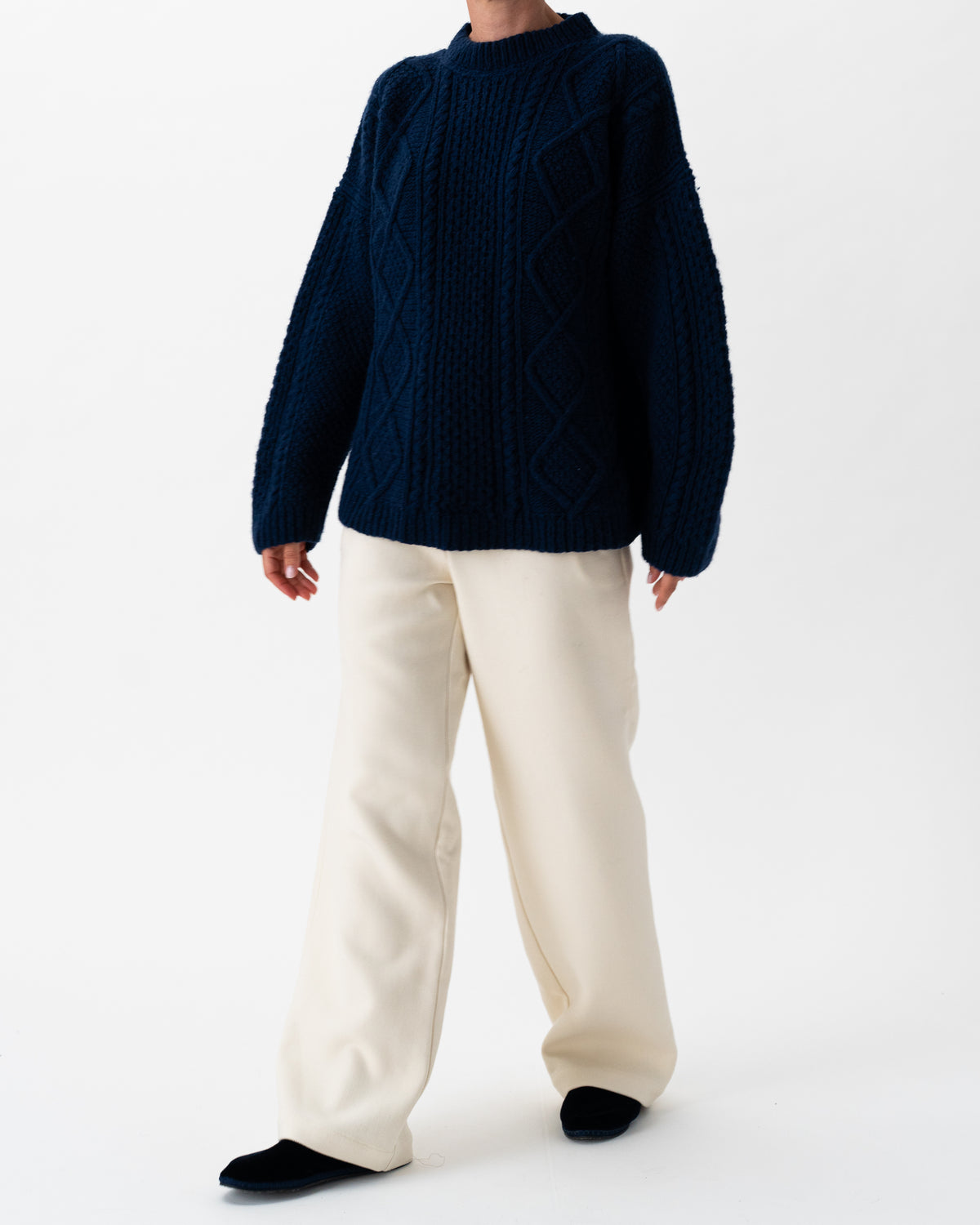 Aran Bleumarine Pullover