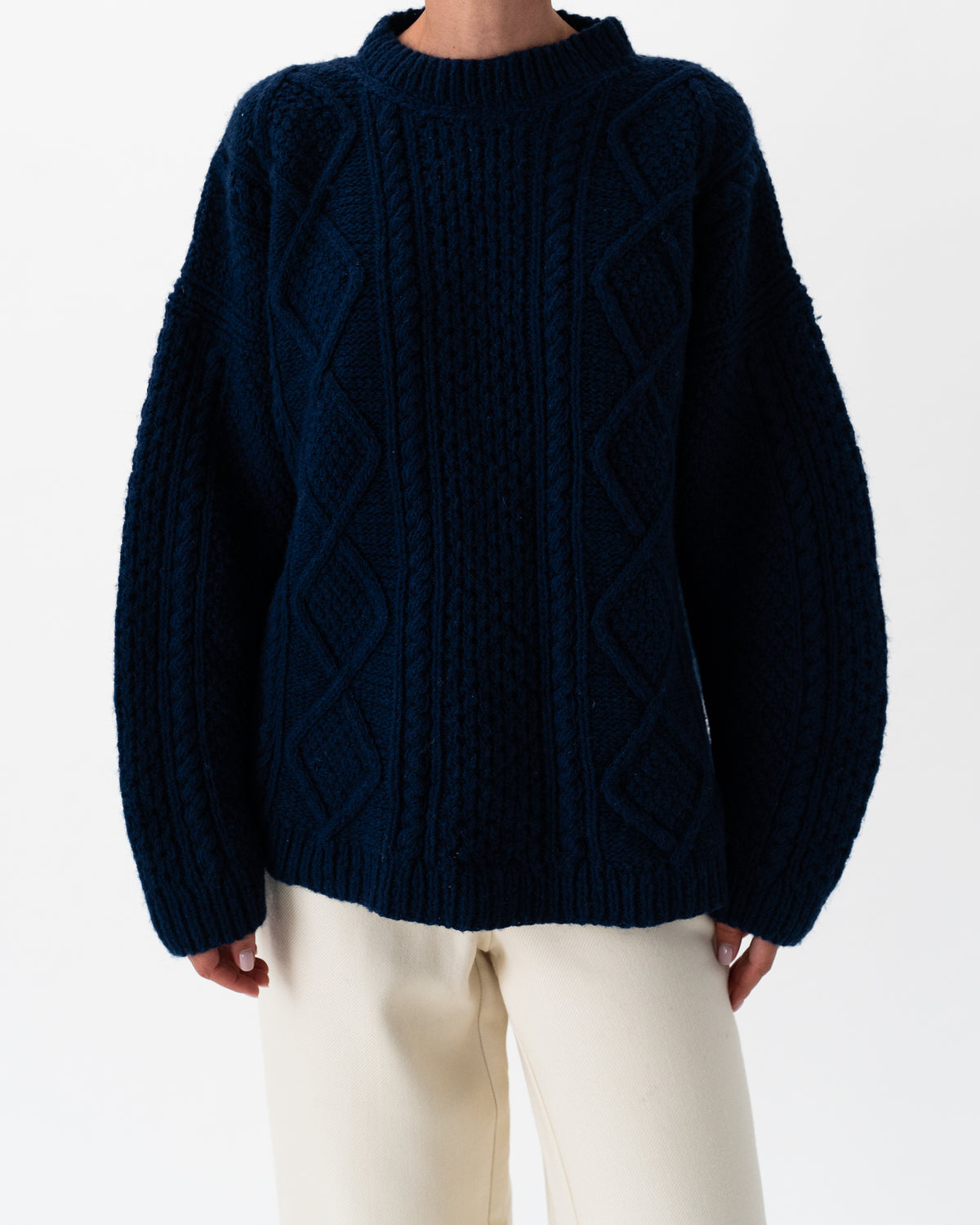 Aran Bleumarine Pullover