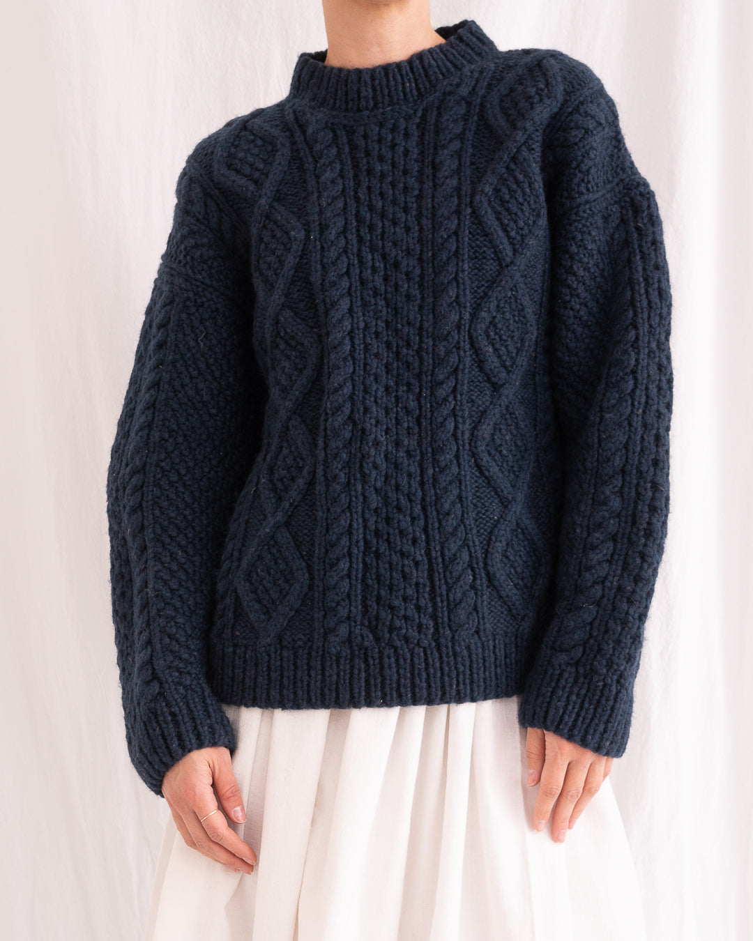 Aran Bleumarine Pullover